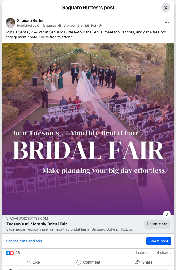 Saguaro Buttes Facebook Ad